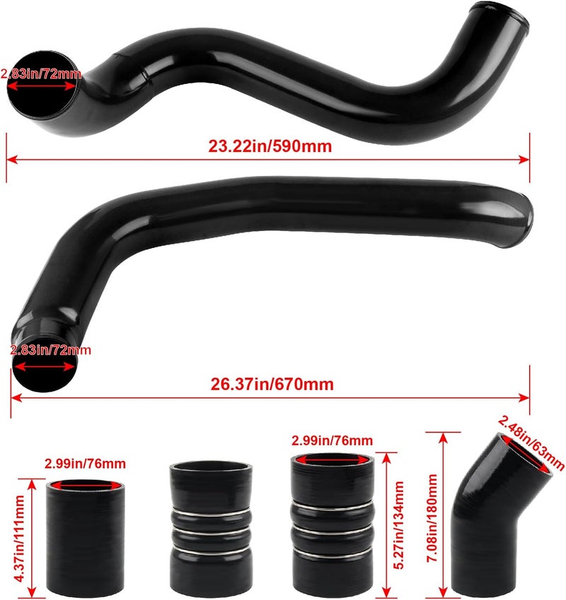 DOCAS Turbo Intercooler Pipe and Boot Kit CAC tubes Powerstroke Compatible with 2003 2004 2005 2006 2007 Ford 6.0L F250 F350 F450 F550 - Black - Image 4